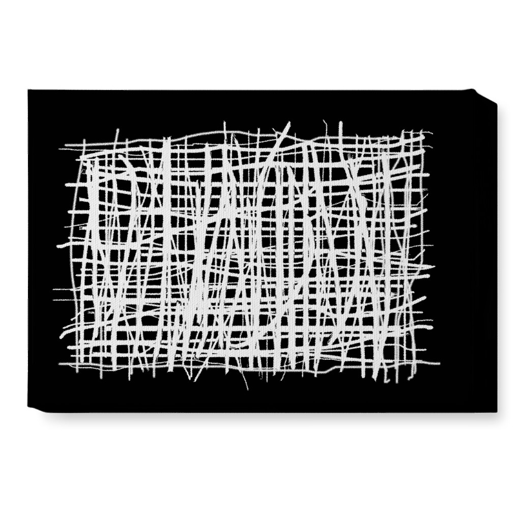 Woven Abstraction - White on Black Wall Art, No Frame, Single piece, Canvas, 10x14, Black