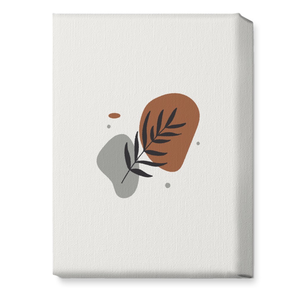 Shapes and Fern Leaf Wall Art, No Frame, Single piece, Canvas, 10x14, Brown, Silver Lining