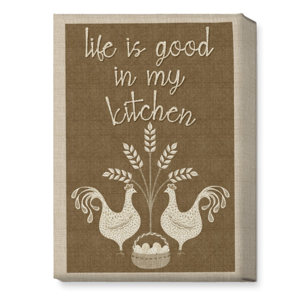 in My Kitchen Vintage Chickens - Brown Wall Art, No Frame, Single piece, Canvas, 10x14, Brown