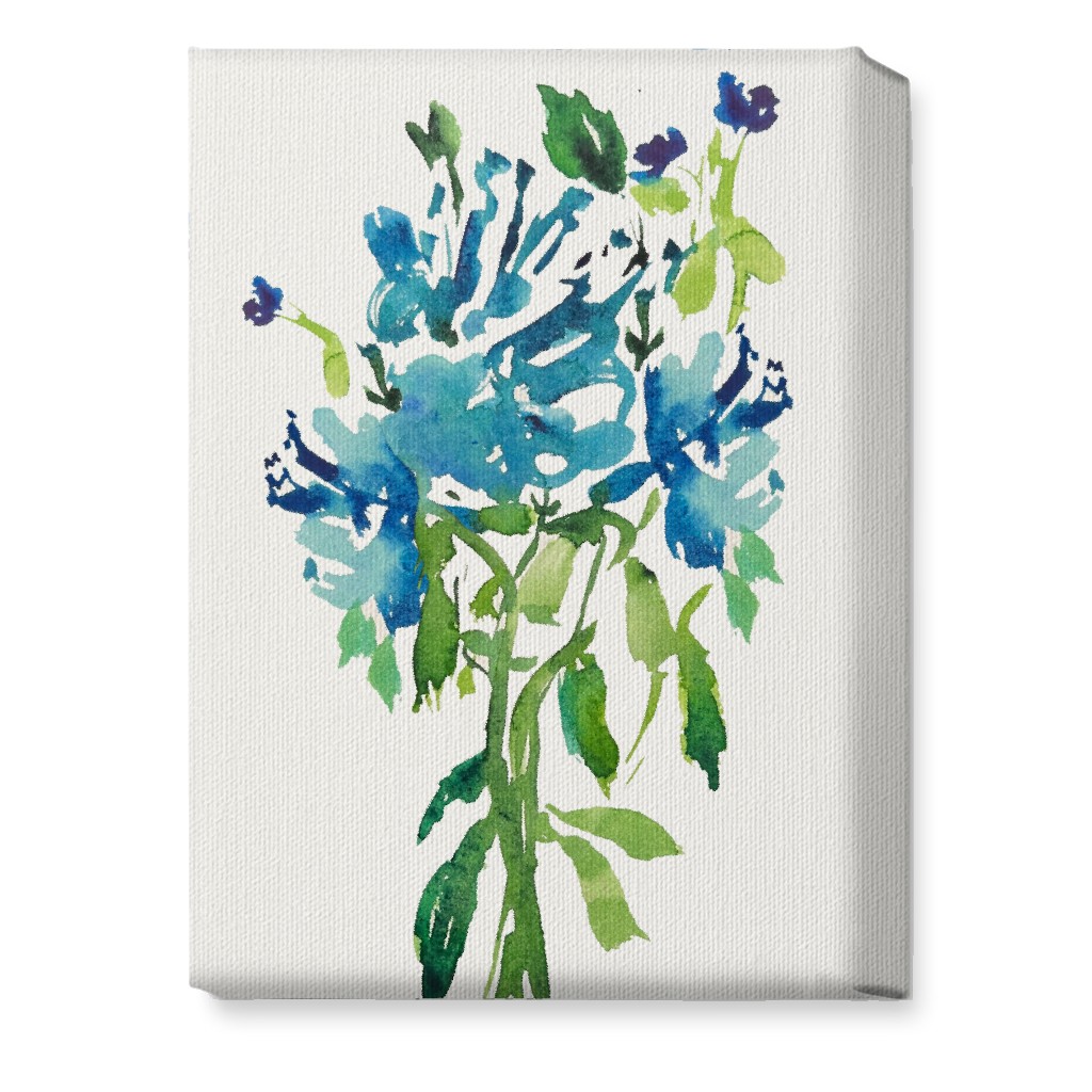 Watercolor Florals - Blue Wall Art, No Frame, Single piece, Canvas, 10x14, Blue