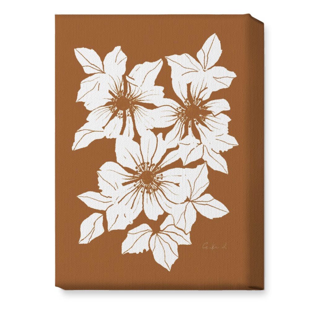 Botanical Big Anemones Wall Art, No Frame, Single piece, Canvas, 10x14, Orange, Earth