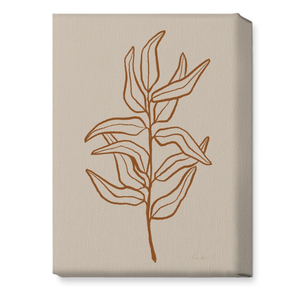 Botanical Eucalyptus Branch Wall Art, No Frame, Single piece, Canvas, 10x14, Beige, Golden