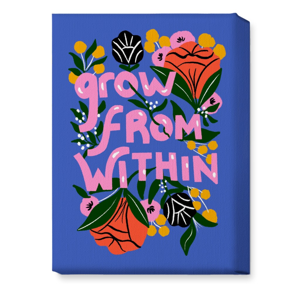 Grow From Within - Multi on Blue Wall Art, No Frame, Single piece, Canvas, 10x14, Blue, True Blue