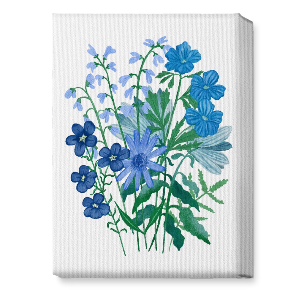 Bouquet of Flowers - Blue Wall Art, No Frame, Single piece, Canvas, 10x14, Blue