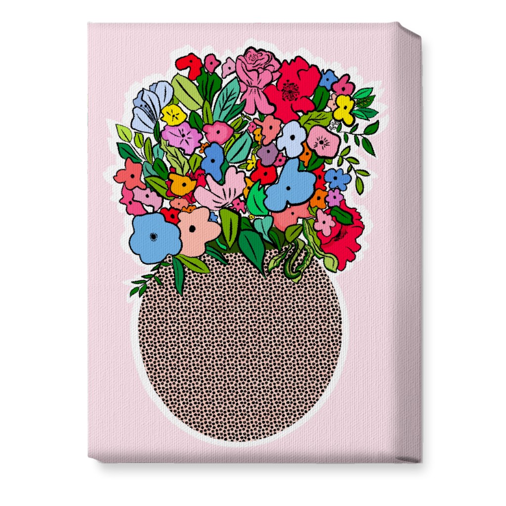 Pretty Happy - Multi on Pink Wall Art, No Frame, Single piece, Canvas, 10x14, Pink