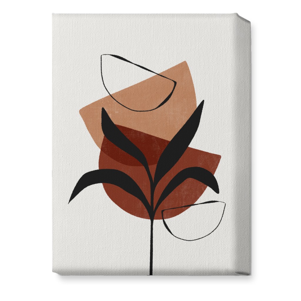 Abstract Leaf Silhouette - Terracotta and Ivory Wall Art, No Frame, Single piece, Canvas, 10x14, Brown