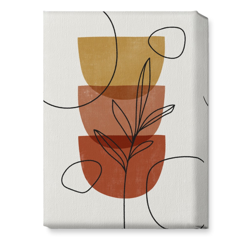 Abstract Leaf Stack - Terracotta and Ivory Wall Art, No Frame, Single piece, Canvas, 10x14, Brown, Brown