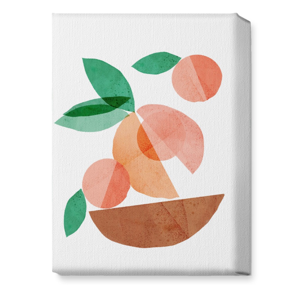 Peaches in a Bowl - Orange and Beige Wall Art, No Frame, Single piece, Canvas, 10x14, Orange