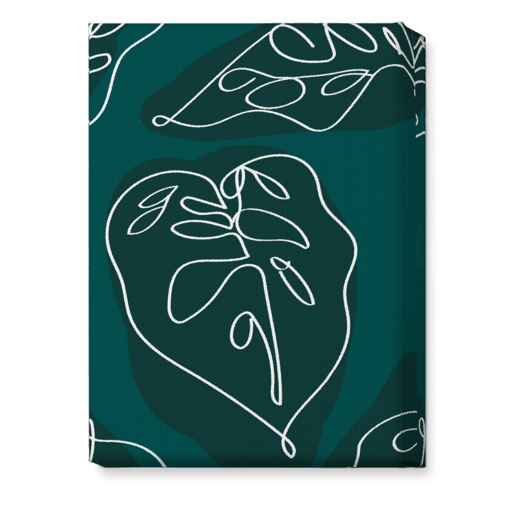 Minimalist Modern Line Art Monstera - Green Wall Art, No Frame, Single piece, Canvas, 10x14, Green
