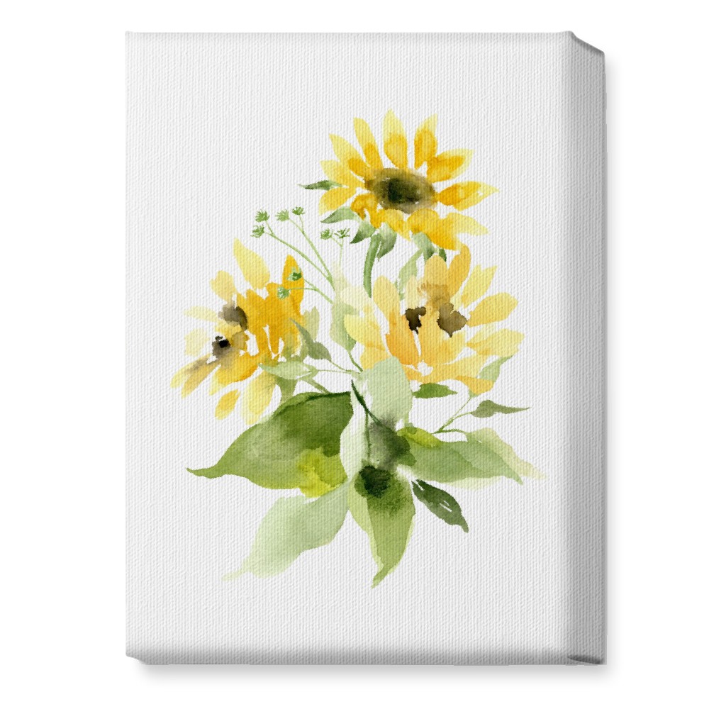 Bunch of Sunflowers Watercolor - Yellow Wall Art, No Frame, Single piece, Canvas, 10x14, Yellow