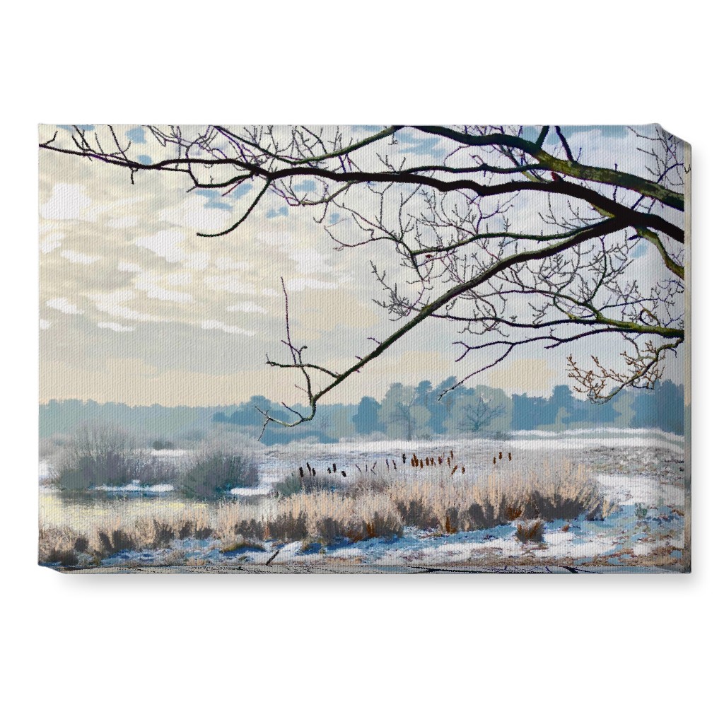 Winter Marsh With Trees Wall Art, No Frame, Single piece, Canvas, 10x14, Blue, True Blue