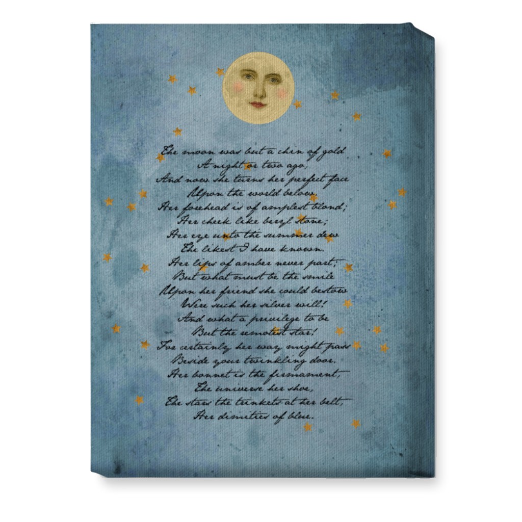 the Moon - Blue Wall Art, No Frame, Single piece, Canvas, 10x14, Blue