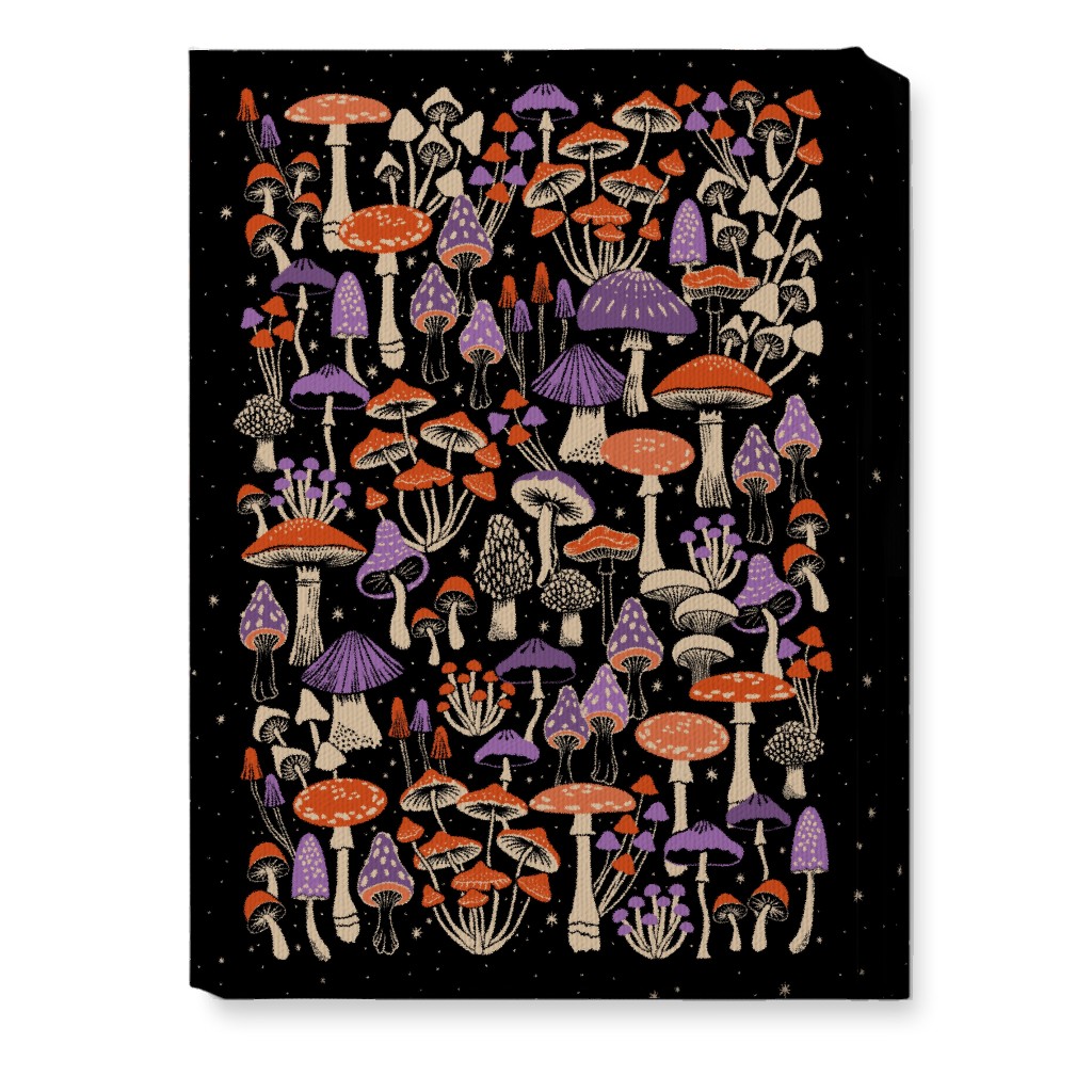 Mushrooms and Stars Wall Art, No Frame, Single piece, Canvas, 10x14, Purple, Tulip