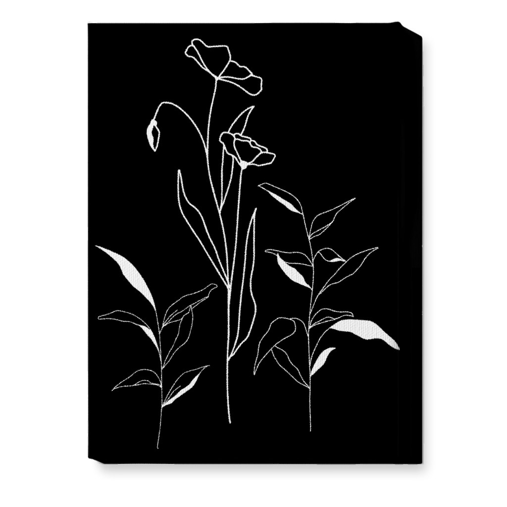 Meadow Botanical - Black and White Wall Art, No Frame, Single piece, Canvas, 10x14, Black
