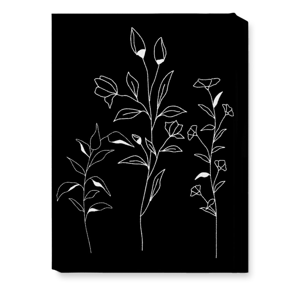 Wildflower Botanical - Black and White Wall Art, No Frame, Single piece, Canvas, 10x14, Black, Black