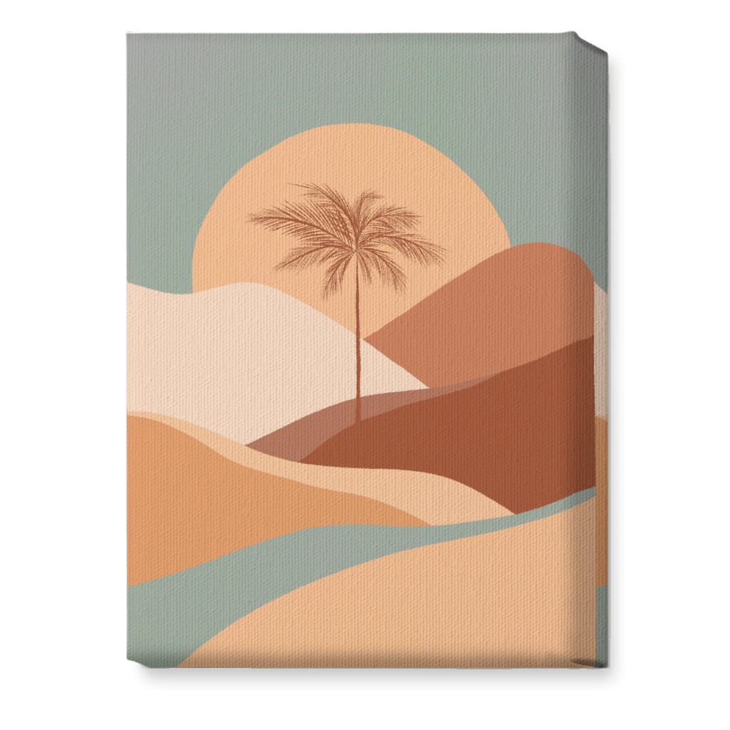 Tropical Boho Palm Sunset - Orange and Blue Wall Art, No Frame, Single piece, Canvas, 10x14, Multicolor
