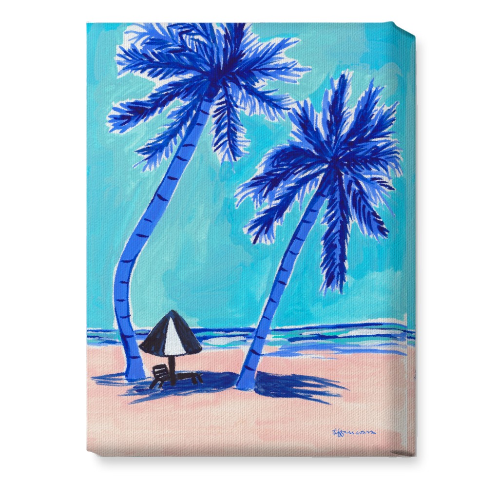 Beach Side - Blue and Beige Wall Art, No Frame, Single piece, Canvas, 10x14, Blue, True Blue