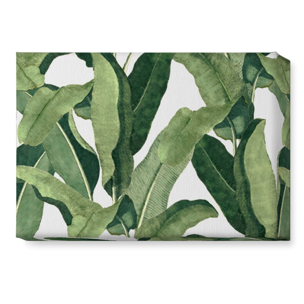 Tropical Leaves - Greens on White Wall Art, No Frame, Single piece, Canvas, 10x14, Green