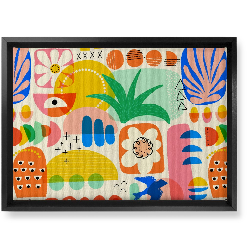 Abstract Shapes Collage - Multi Wall Art, Black, Single piece, Canvas, 10x14, Multicolor