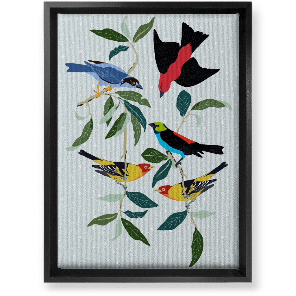 Colorful World of Tanagers Wall Art, Black, Single piece, Canvas, 10x14, Multicolor