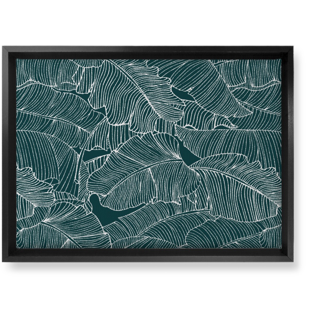 Banana Leaf - Teal Wall Art, Black, Single piece, Canvas, 10x14, Green, Classic Green