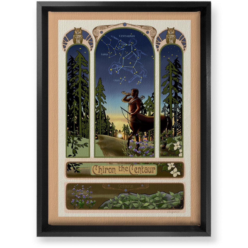 Art Nouveau Centaur Wall Art, Black, Single piece, Canvas, 10x14, Blue