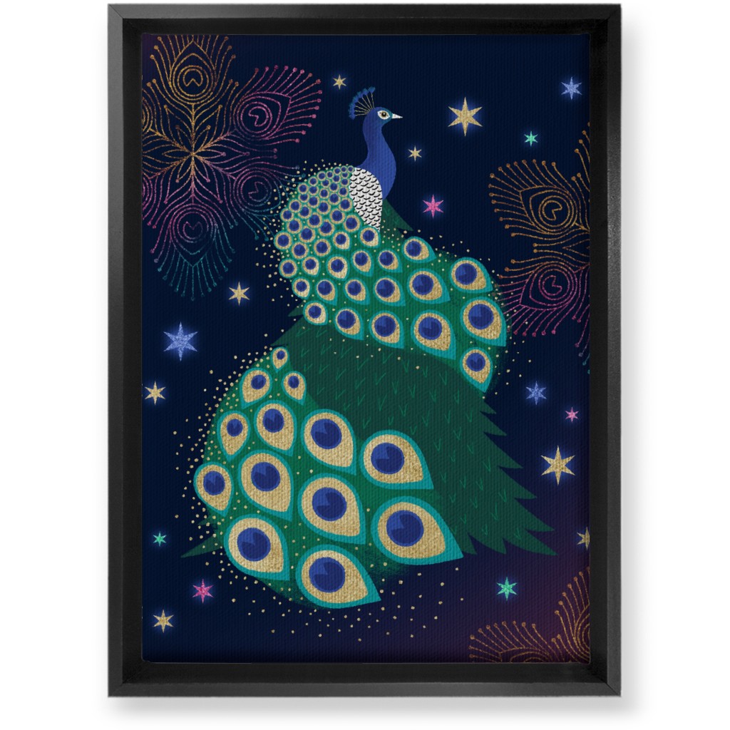 Peacock Sky - Navy Wall Art, Black, Single piece, Canvas, 10x14, Multicolor