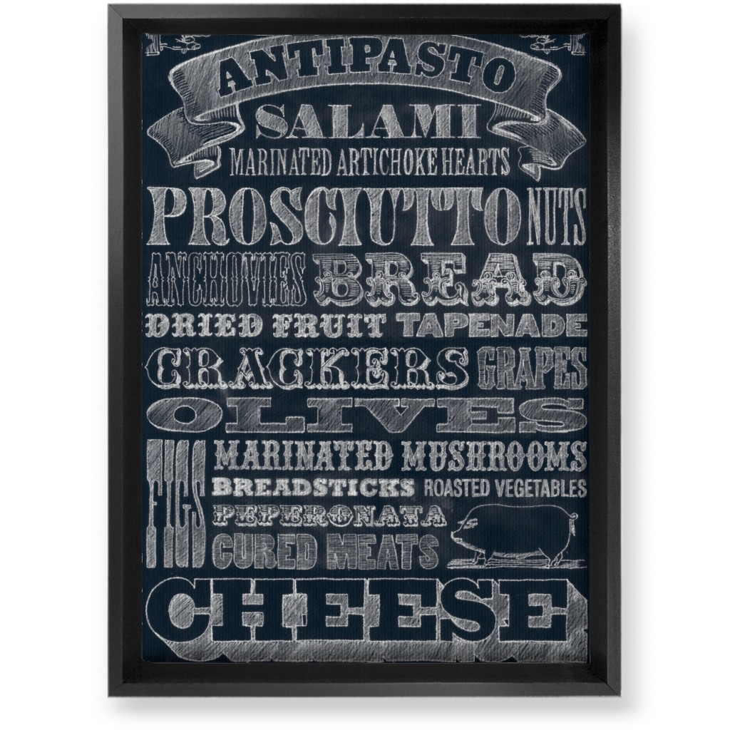 Antipasto - Black & White Wall Art, Black, Single piece, Canvas, 10x14, Black, Black