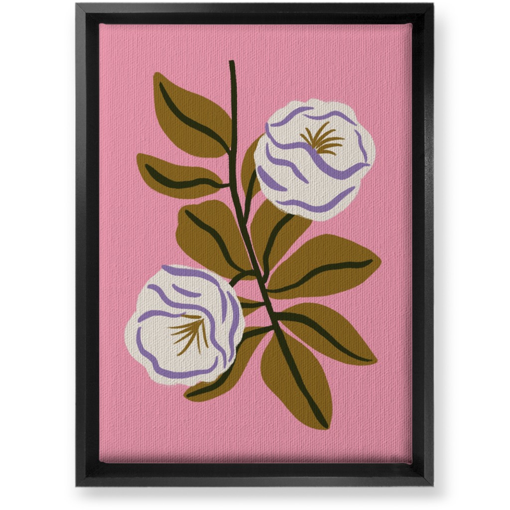 White Bulb Flower - Multi on Pink Wall Art, Black, Single piece, Canvas, 10x14, Pink, Bright Pink