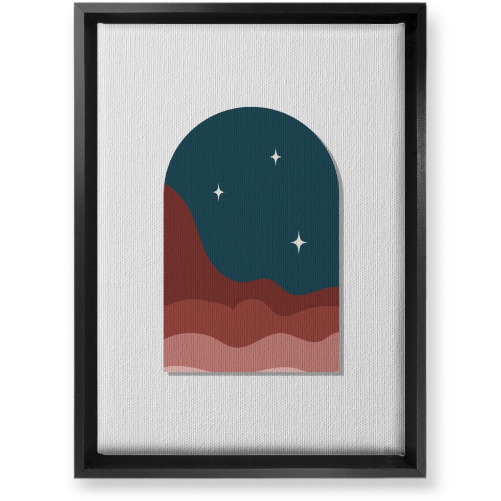 Abstract Landscapes in Windows Night Wall Art, Black, Single piece, Canvas, 10x14, Multicolor, Slate Blue