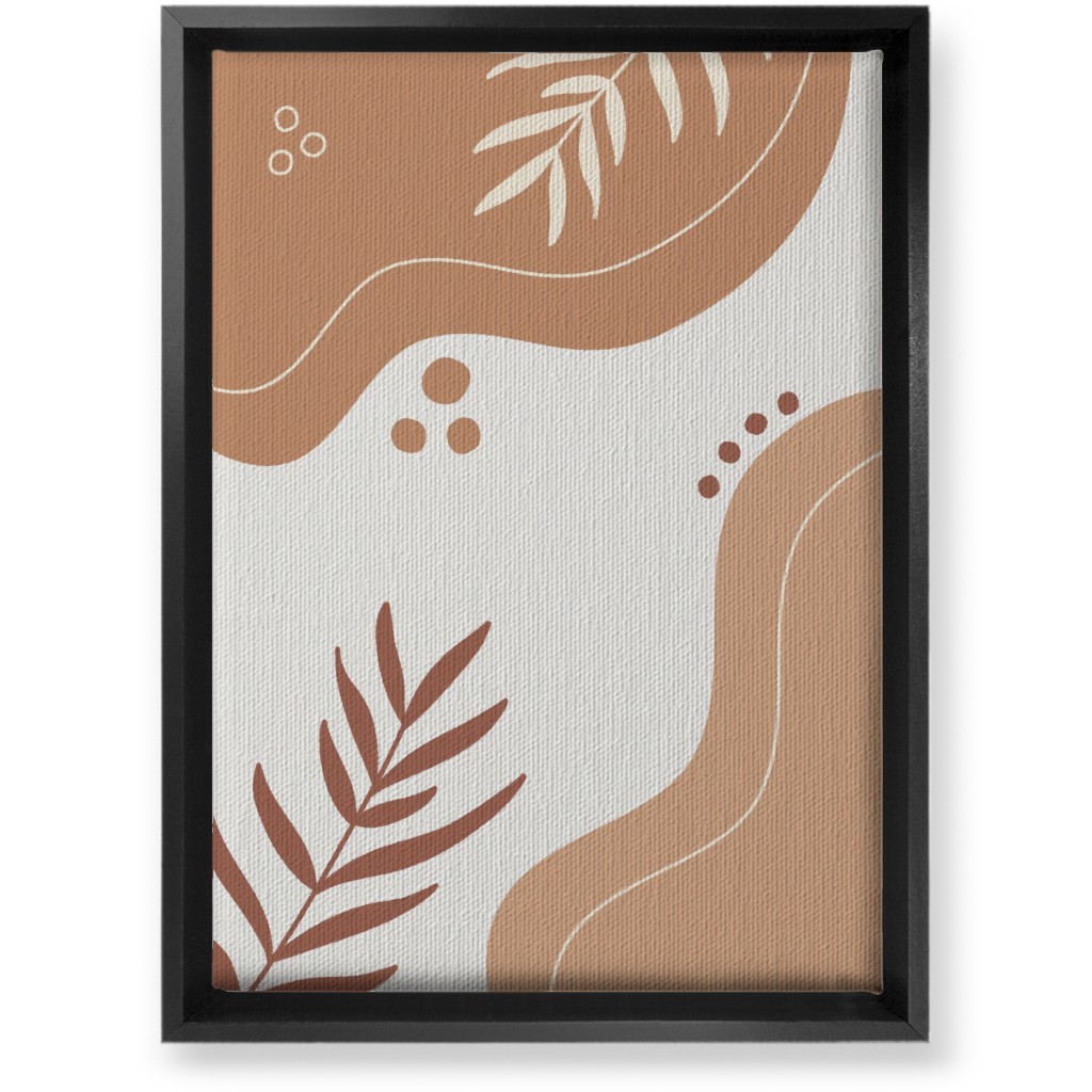 Fern Leaves and Abstract Shapes - Neutral Wall Art, Black, Single piece, Canvas, 10x14, Orange, Orange