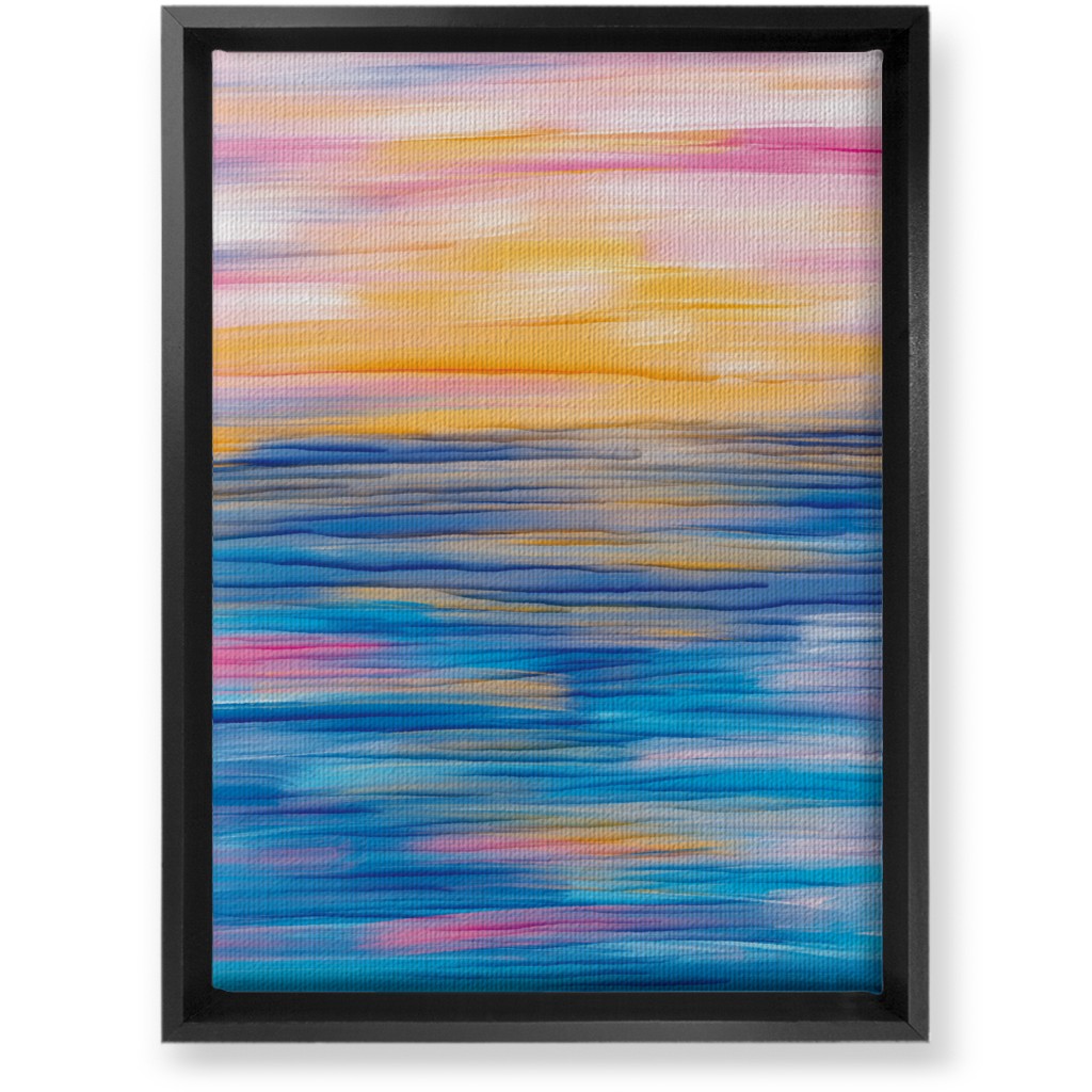 Abstract Sunset Over Water - Multi Wall Art, Black, Single piece, Canvas, 10x14, Multicolor