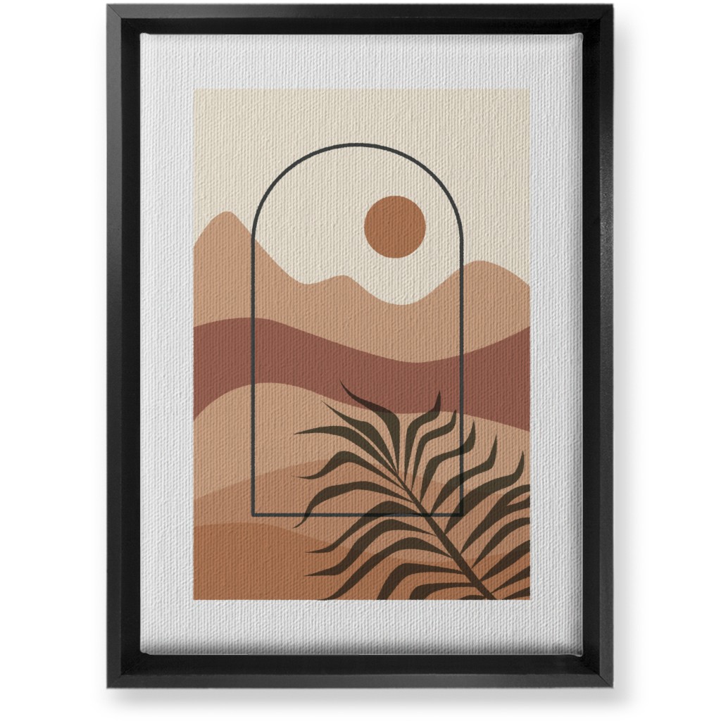 Floating Frame Abstract Mountain Landscape Wall Art, Black, Single piece, Canvas, 10x14, Multicolor