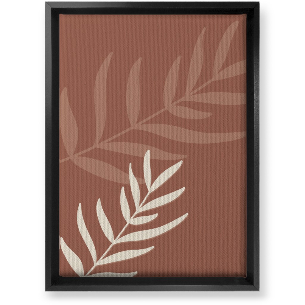 Fern Leaves in Neutral Earth Tones Wall Art, Black, Single piece, Canvas, 10x14, Red