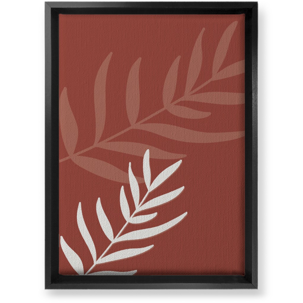 Fern Leaves in Neutral Earth Tones Wall Art, Black, Single piece, Canvas, 10x14, Red
