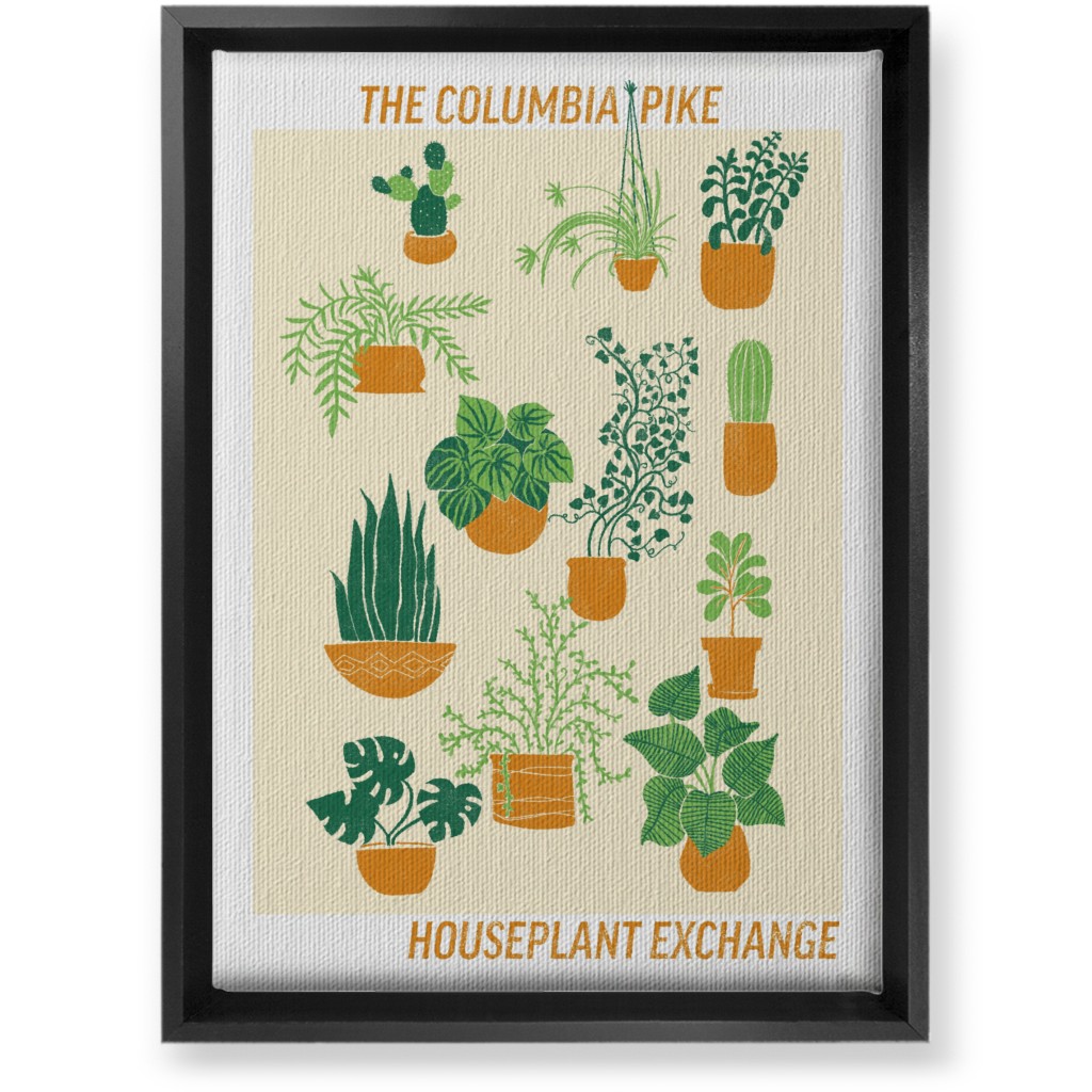 Houseplant Exchange - Green and Cream Wall Art, Black, Single piece, Canvas, 10x14, Green, Classic Green