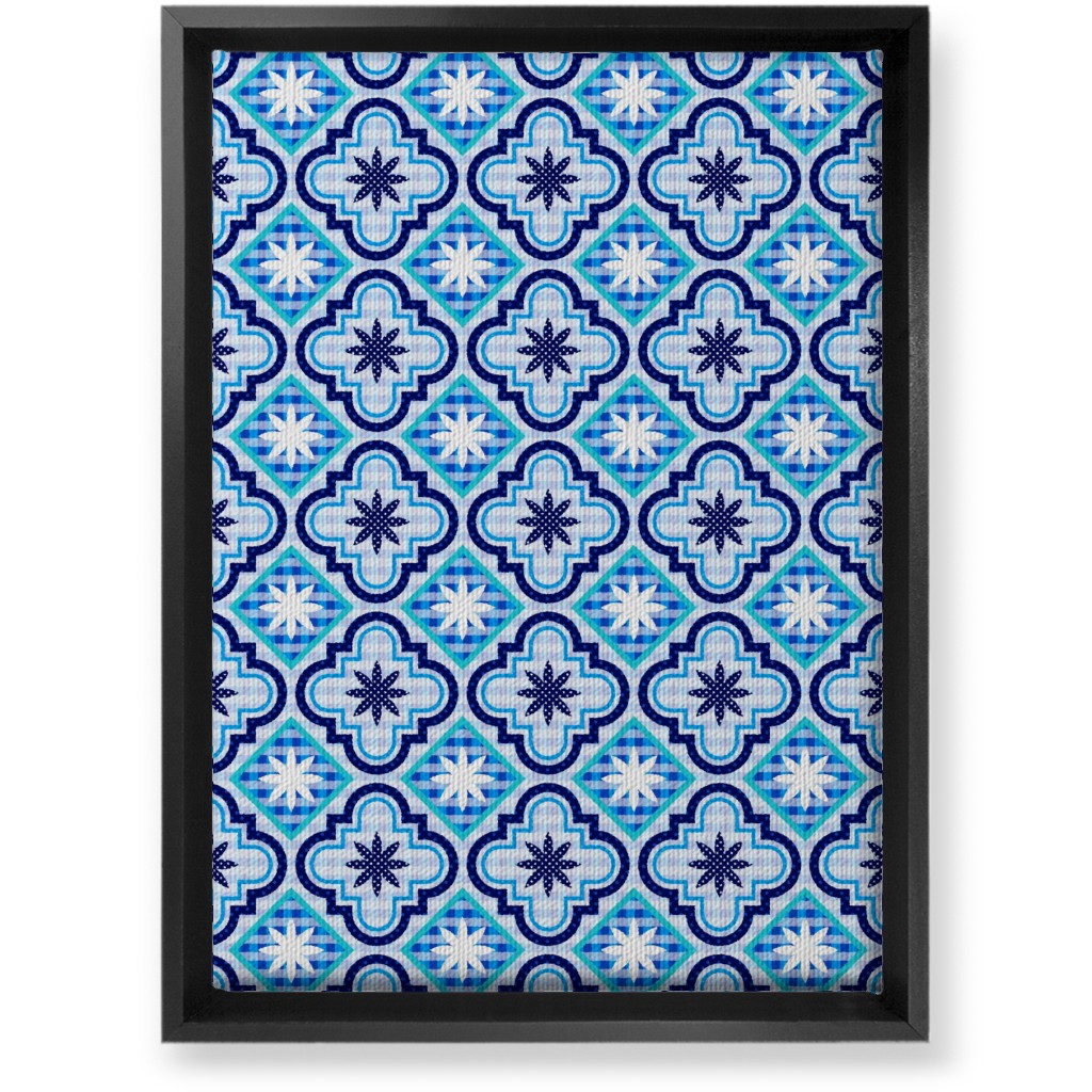 Tile Patchwork - Blue Wall Art, Black, Single piece, Canvas, 10x14, Blue, True Blue