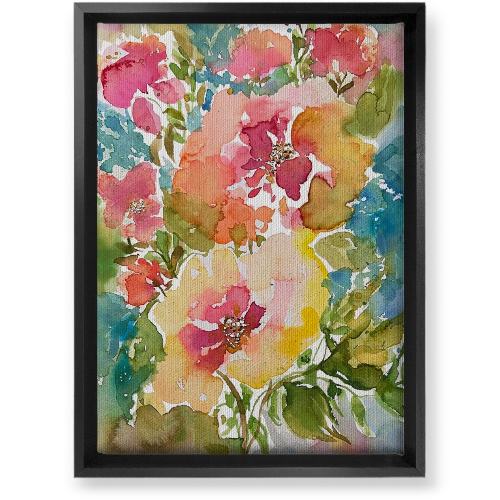 Summer Floral Mart - Multi Wall Art, Black, Single piece, Canvas, 10x14, Multicolor