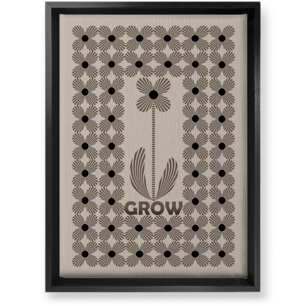 Grow Modern Flower - Beige and Black Wall Art, Black, Single piece, Canvas, 10x14, Beige