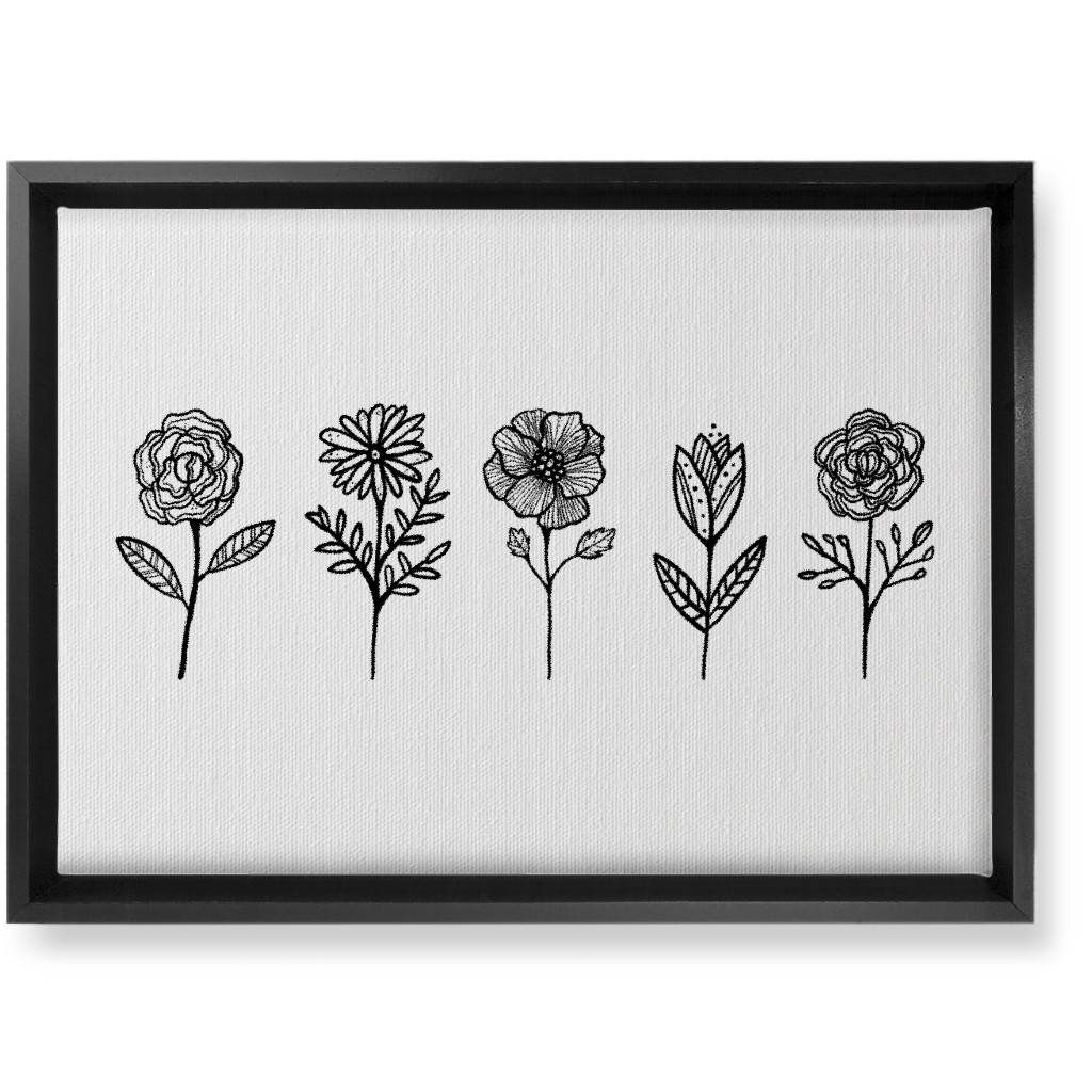 Floral Studies - Black and White Wall Art, Black, Single piece, Canvas, 10x14, White