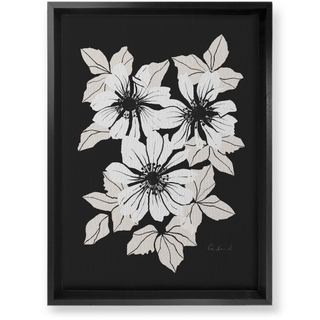 Botanical Big Anemones Wall Art, Black, Single piece, Canvas, 10x14, Gray