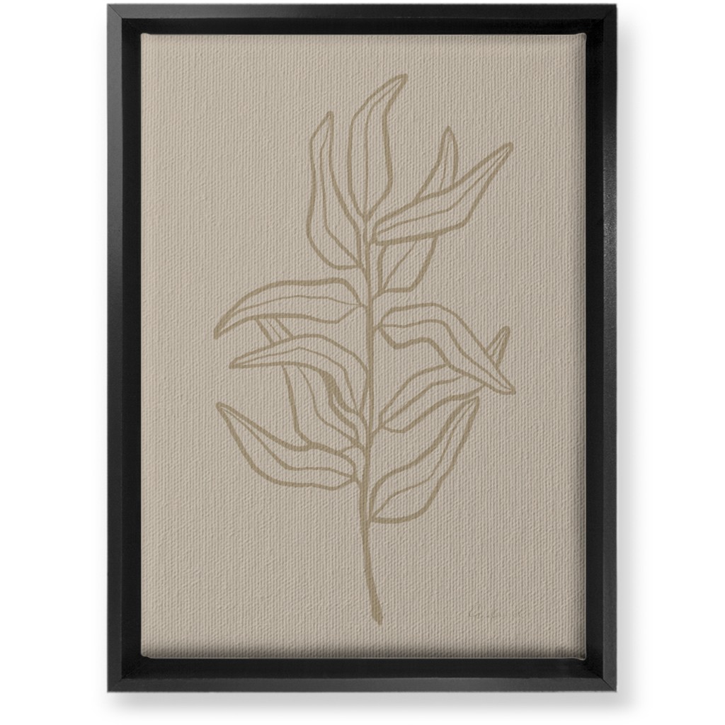 Botanical Eucalyptus Branch Wall Art, Black, Single piece, Canvas, 10x14, Beige, Pebble