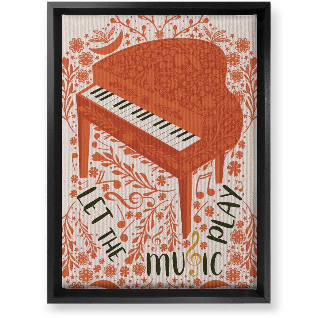 Let the Music Play - Red Wall Art, Black, Single piece, Canvas, 10x14, Pink
