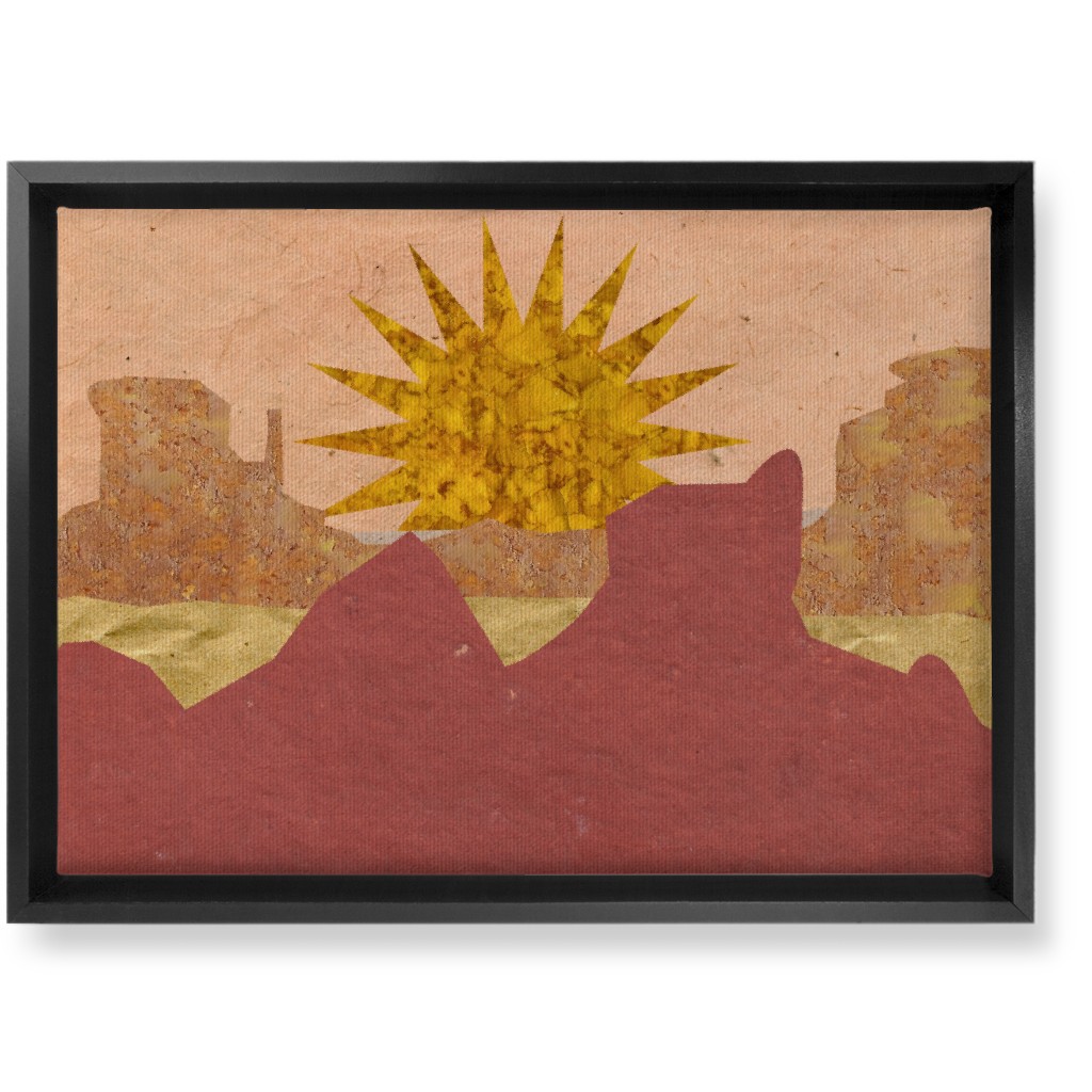Textured Canyon Sunset - Warm Wall Art, Black, Single piece, Canvas, 10x14, Orange