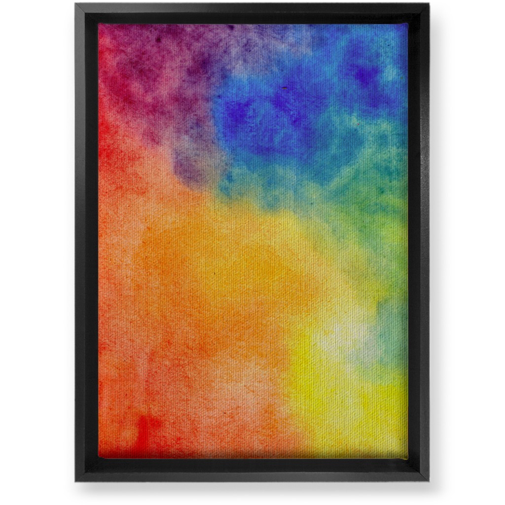 Watercolor Rainbow Abstract - Multi Wall Art, Black, Single piece, Canvas, 10x14, Multicolor