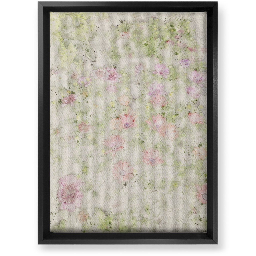 Watercolor Floral - Beige and Pink Wall Art, Black, Single piece, Canvas, 10x14, Beige