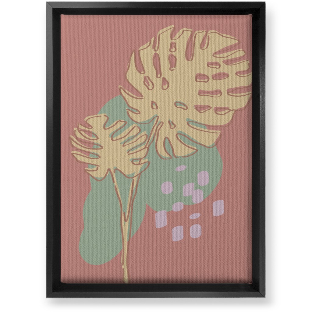 Modern Monstera Leaf - Pink Wall Art, Black, Single piece, Canvas, 10x14, Brown