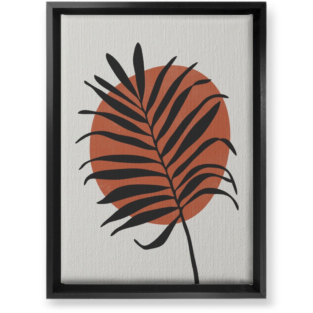 Abstract Leaf Frond - Terracotta and Ivory Wall Art, Black, Single piece, Canvas, 10x14, Brown