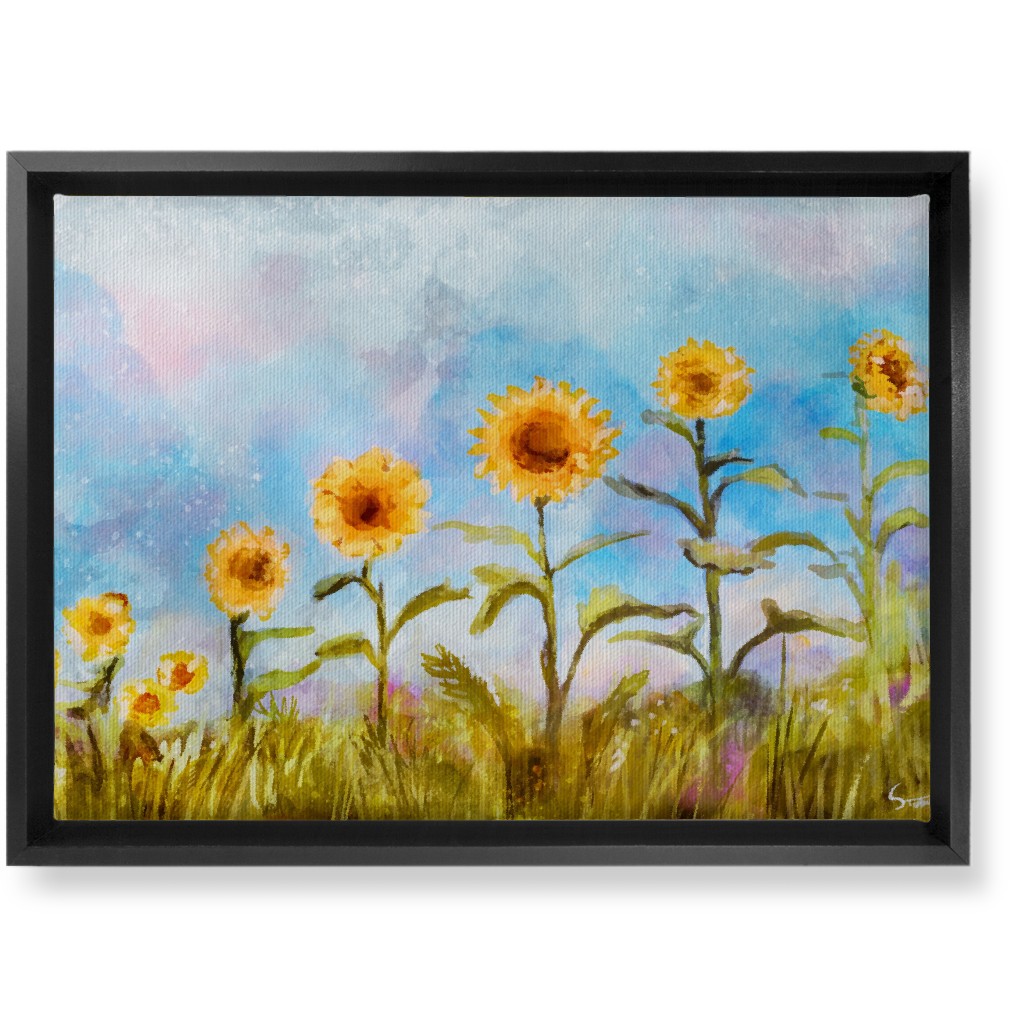 the Sunflower Field Wall Art, Black, Single piece, Canvas, 10x14, Multicolor