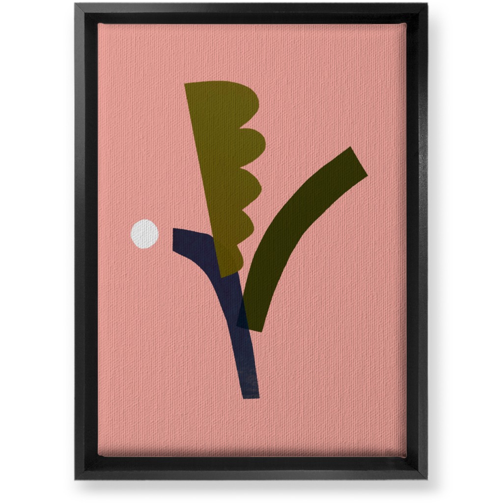 Leaves - Pink Wall Art, Black, Single piece, Canvas, 10x14, Pink, Bright Pink
